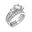 Sterling Silver Engagement 2 Set Ring with Cubic Zirconia - Size: 5-9