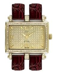 Aqua Master Mens or Womens Double Band Diamond Watch, 1.00 ctw in Gold diamond cut Dial