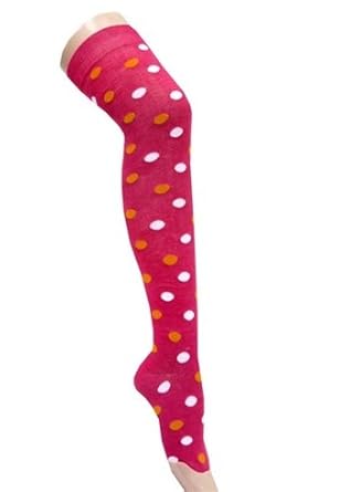 Colorful Hot Pink Polka Dots Thigh High Socks
