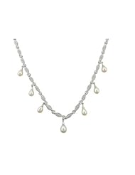 PEAR PEARL DROP WHITE CZ NECKLACE-17"