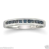 Paris Jewelry 10K White Gold 1 Carat Black Diamond Wedding Band