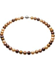 10-11mm Chocolate Pearl Necklace and Bracelet Set (Silver/Fresh)