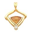 14K Yellow Gold Fancy Cut Citrine and Diamond Pendant