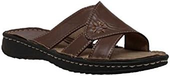 Ad Tec Womens Summer Flip Flops Sandals Leather - Lightweight Comfortable Open Toe Easy Slip-On Designe, Lined and Padded Footbed for Comfort