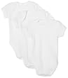 SpaSilk 100% Cotton Short Sleeve Lap Shoulder 3-Pack Bodysuit - White, 18 Months