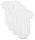 SpaSilk 100% Cotton Short Sleeve Lap Shoulder 3-Pack Bodysuit - White, 24 Months