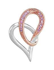 CleverEve Designer Series Two Tone Genuine Pink Sapphire Heart Pendant 2.60 grams