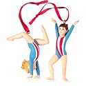 Gymnastics Girls Christmas Ornaments Set of 2 Blonde, Brunette