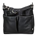 OiOi - Black Leather Pocketed Hobo With Zebra Lining