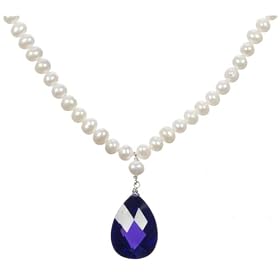 Sterling Silver Clasp 4mm White Freshwater Pearl with Faceted Cubic Zirconia... by