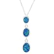 Sterling Silver .925 Stamp Hypoallergenic Nickel Free Sturdy Blue Opal Oval Necklace