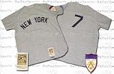 Mickey Mantle 1951 New York Yankees #7 Authentic Road Throwback Mitchell and Ness MLB Baseball Jersey (Gray)