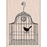 Bird in a Cage Wood Mounted Stamp (Hero Arts)