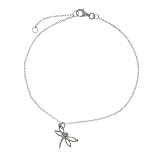 Silver Dragonfly Charm Anklet