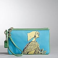 Coach Bonnie Wristlet Cashin Frame Wallet Bag Purse Blue/Green Graphic #42582