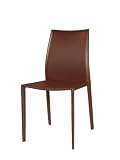 Alphaville Design DC-LILY-RG-BRN Lily Dining Chair, Brown Leather With Brown Topstitch, Set of 2