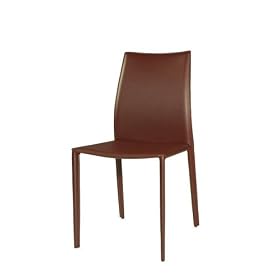 Click here to buy Alphaville Design DC-LILY-RG-BRN Lily Dining Chair, Brown Leather With Brown Topstitch,... by Alphaville Design.