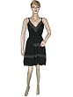 Womens Bohemian Black Spaghetti Sundress V-Neck Elastic Wiast Dress