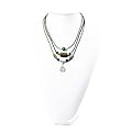 Real Spark Silvery Flower Pendant Three Layer Beaded Collar Tribal Necklace