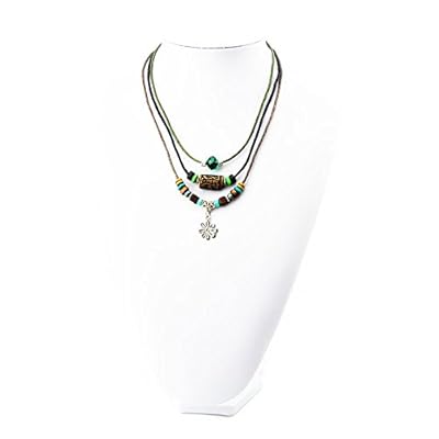 Real Spark Silvery Flower Pendant Three Layer Beaded Collar Tribal Necklace