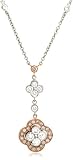 18k White and Rose Gold Pink and White Diamond Clover Drop Pendant (1.88 cttw)