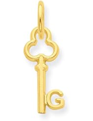 14k Yellow Gold Initial G Key Charm Pendant. Metal Wt- 0.37g