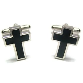 Black Cross Cufflinks : Modern Black Cross Cufflinks W Gift Box