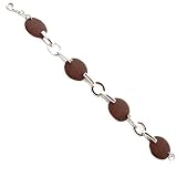 Sterling Silver Rhodium Plated and Brown Resin Link Bracelet