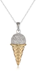 Amazon.com: 10k Two Tone Gold Diamond Ice Cream Cone ...