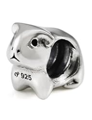 Genuine Ohm Beads (TM) Product. 925 Sterling Silver Guinea Pig European Bead Charm. 100% Satisfaction Guaranteed.
