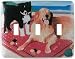 Golden and Border Collie Triple Switchplate