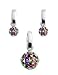 Sterling Silver Pendant and Earrings Set - Rainbow Topaz CZ in Stamping Set - Chain Necklace Included (18'')