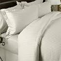 1500 Thread Count Egyptian Cotton 1500TC Pillow Case Set, Full, Ivory Stripe 1500 TC