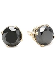 4 cttw Black Diamond and 14k Yellow Gold Stud Earrings