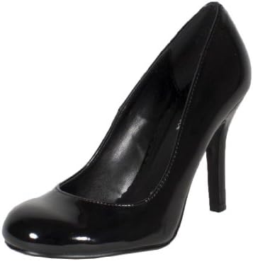 Class! By Paprika Classic Round-toed Mid Heel Everyday Pumps, black patent leather, 6 M