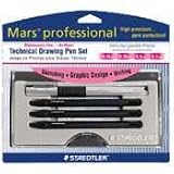 Staedtler 712C4SBK Mars Professional Technical Drawing Pens And Refills, Waterbased Ink, Black