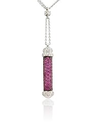 Diamond & Pink Sapphire 18K White Gold Pendant Necklace (.49ct)