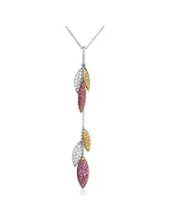 18K White Gold 1.72cttw Diamond Marquise Pink & Yellow Sapphire Pendant