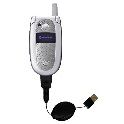 Retractable USB Cable for the Motorola V525 with Power Hot Sync and Charge capabilities - uses Gomadic TipExchange Technology