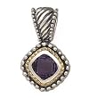 SILVER AMETHYST 8MM PENDANT WITH 18K GOLD ACCENTS