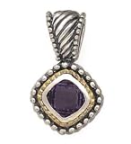 SILVER AMETHYST 8MM PENDANT WITH 18K GOLD ACCENTS