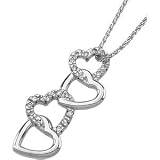 14K White Gold Diamond Heart Pendant On 16 Inch Diamond Cut Wheat Chain