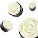 Organic Horn Saddle Plug with Hand Carved Bone Rose Inlay - 00G (Sold as a Pair)