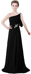 Chiffon One Shoulder Beaded Evening Dress/Mother-of-the-Bride Dress  with a Brush/Sweep Train 