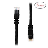 (5 PACK) 10 FT RJ45 CAT (6E) 550MHZ MOLDED NETWORK CABLE - BLACK - Lifetime Warranty