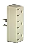 Leviton 697-I 15 Amp, 125 Volt, 2-Pole, 3-Wire, U-Ground Single-to-Triple for 3 Straight or Angle Plugs, Ivory