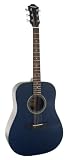 Hohner HW300G-TBL Mahogany Dreadnaught Acoustic Guitar, Transparent Blue Finish