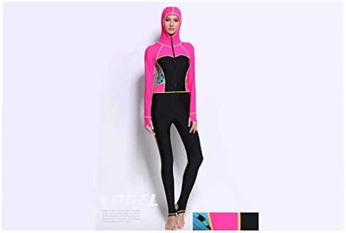 AZSHARAA ms. conjoined swimsuit hooded wetsuit Surf served swimsuit swimming training (printing, XL)
