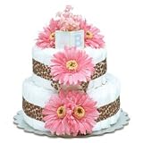 Small Hot Pink Daisy Diaper Cake