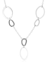 Sterling Silver Organic Oval Station Chain Pendant Necklace, 20"
